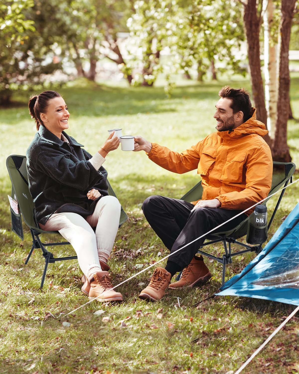 Camping Chair, Sportneer Lightweight Portable Folding Camping Chairs for Adults Compact Camp Chairs Foldable Backpacking Chair Outdoor Chair for Camping Hiking Beach Lawn Picnic Travel (2, Green)