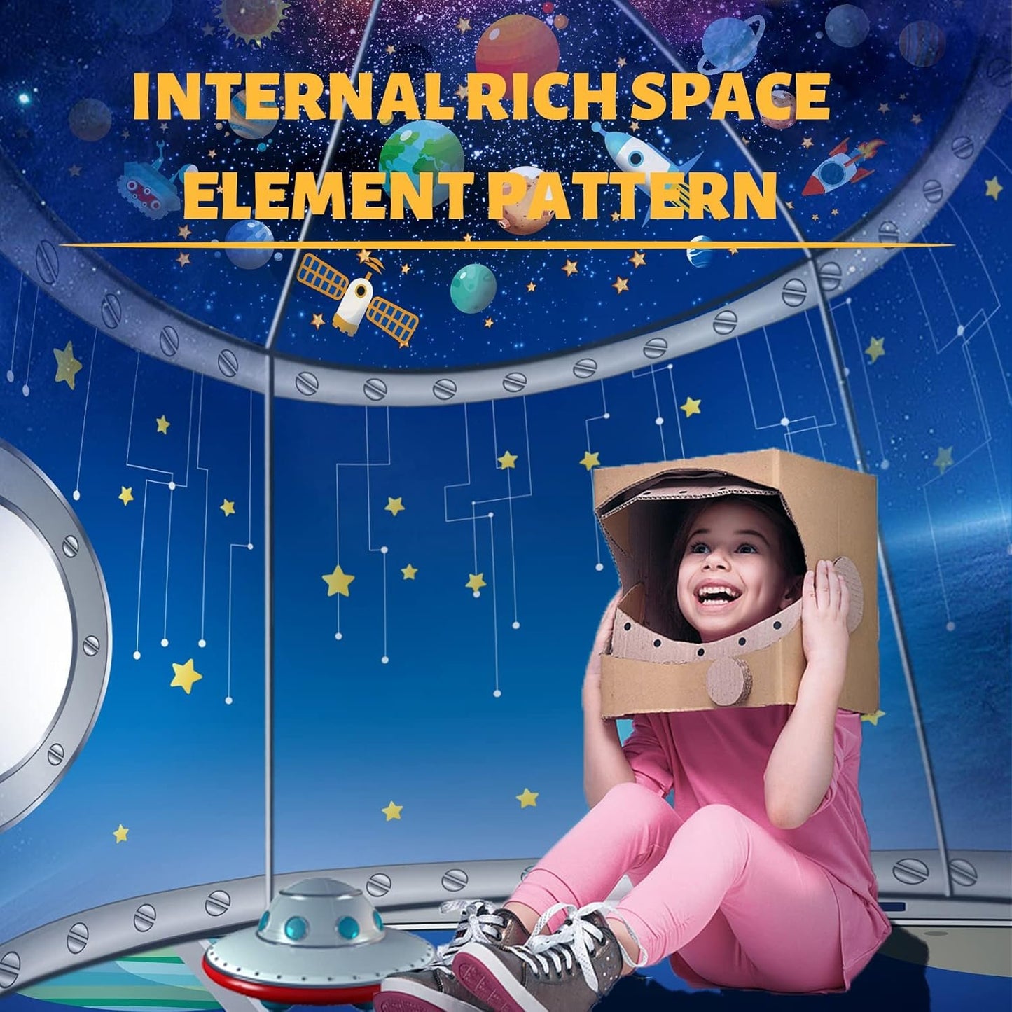 Nicecastle Play Tent for Boys Girls Kids,Rocket Ship Astronaut Spaceship Space Castle Playhouses Indoor Outdoor Game Party Birthday Gifts Bed Toy Toddler Pop Up Tunnel Foldable Tent for Baby Children
