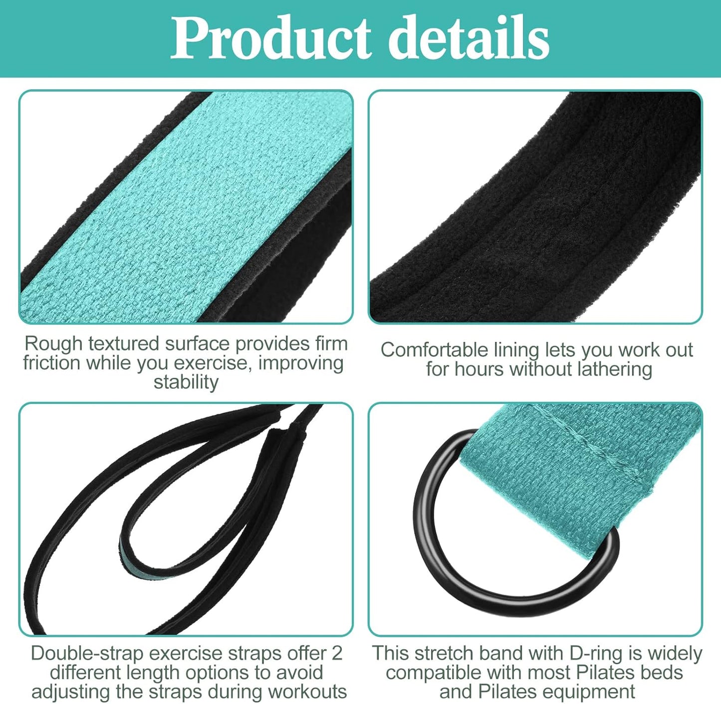 2 Pcs Pilates Straps Pilates Double Loop Straps Pilates Reformer Straps Pilates Accessories Yoga Exercise Straps Pilates Accessories Fitness D Ring Straps for Home Gym Workout