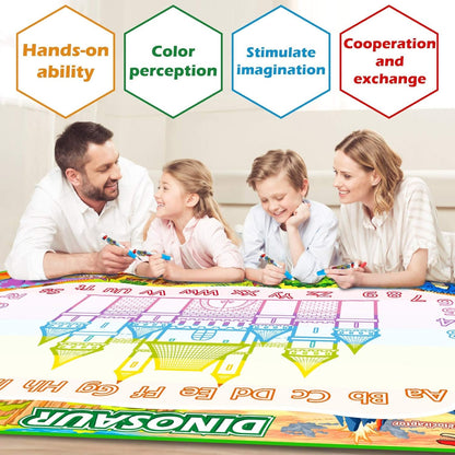 Jasonwell Aqua Magic Water Doodle Mat Large Drawing Coloring Painting Writing Board Educational Learning Toy PENS Water Painting Activity Gifts for Kids Toddlers Boys Girls Age 2 3 4 5 6 7 8 (60 x 40)