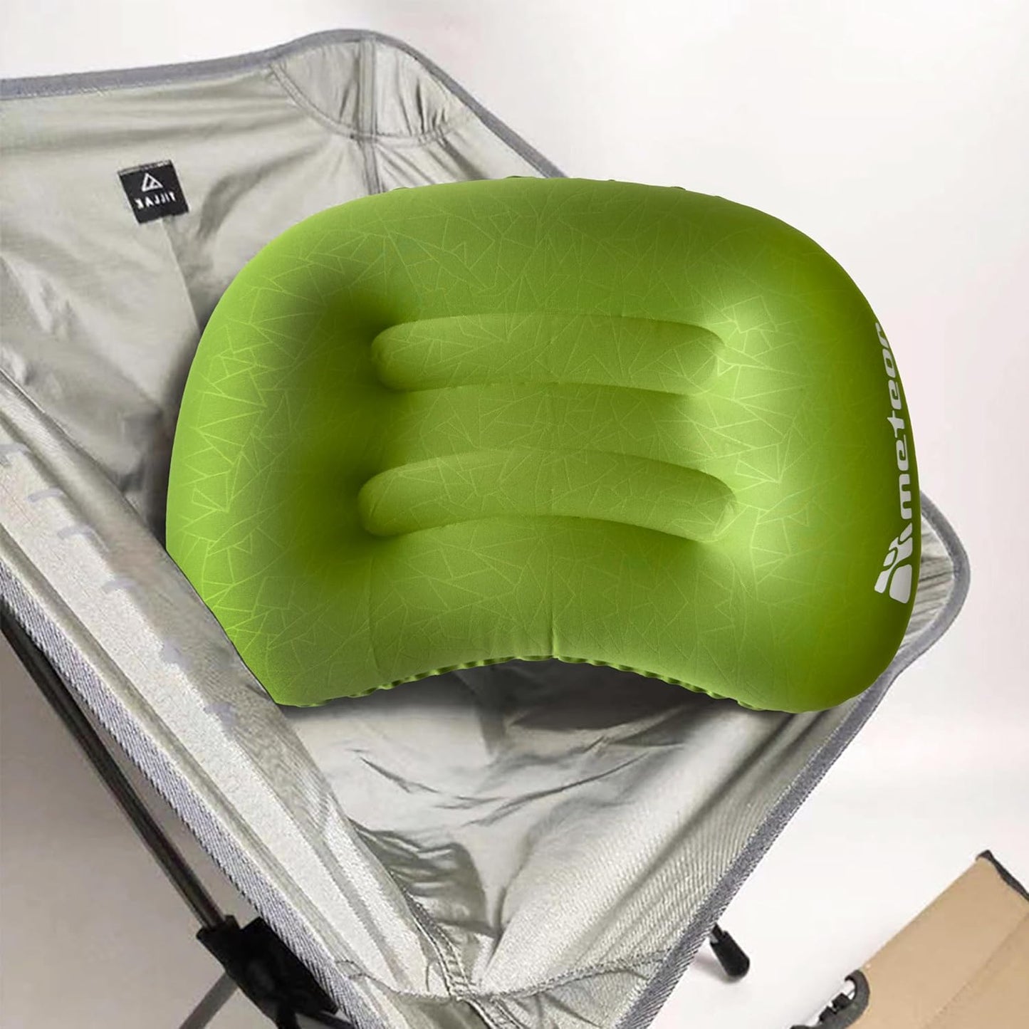 Meteor Ultralight Inflatable Camping Pillow – Compact 110g Travel Cushion for Beach, Flight, Outdoor, Lumbar, and Neck Support (Green)