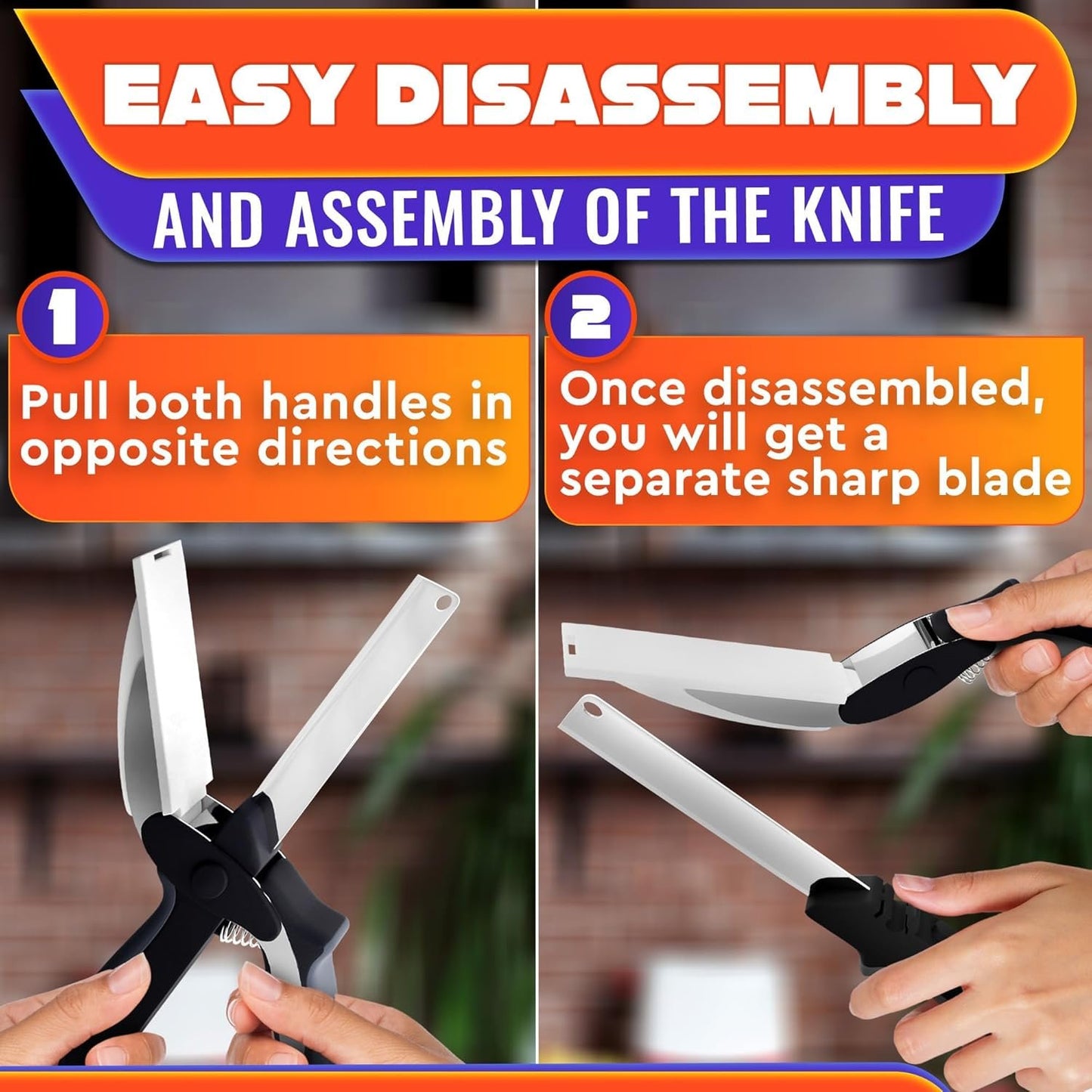 Kitchen Scissors for Food â€“ 2-in-1 Cutting Board Scissors & Knife with Locking Mechanism & Stainless Steel Blades â€“ Multifunctional Kitchen Shears for Effortless Chopping, Slicing & Meal Prep