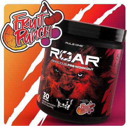 Rule1 R1 Roar Ferocious Pre-Workout Powder 315 g, Fruit Punch (30 Servings)