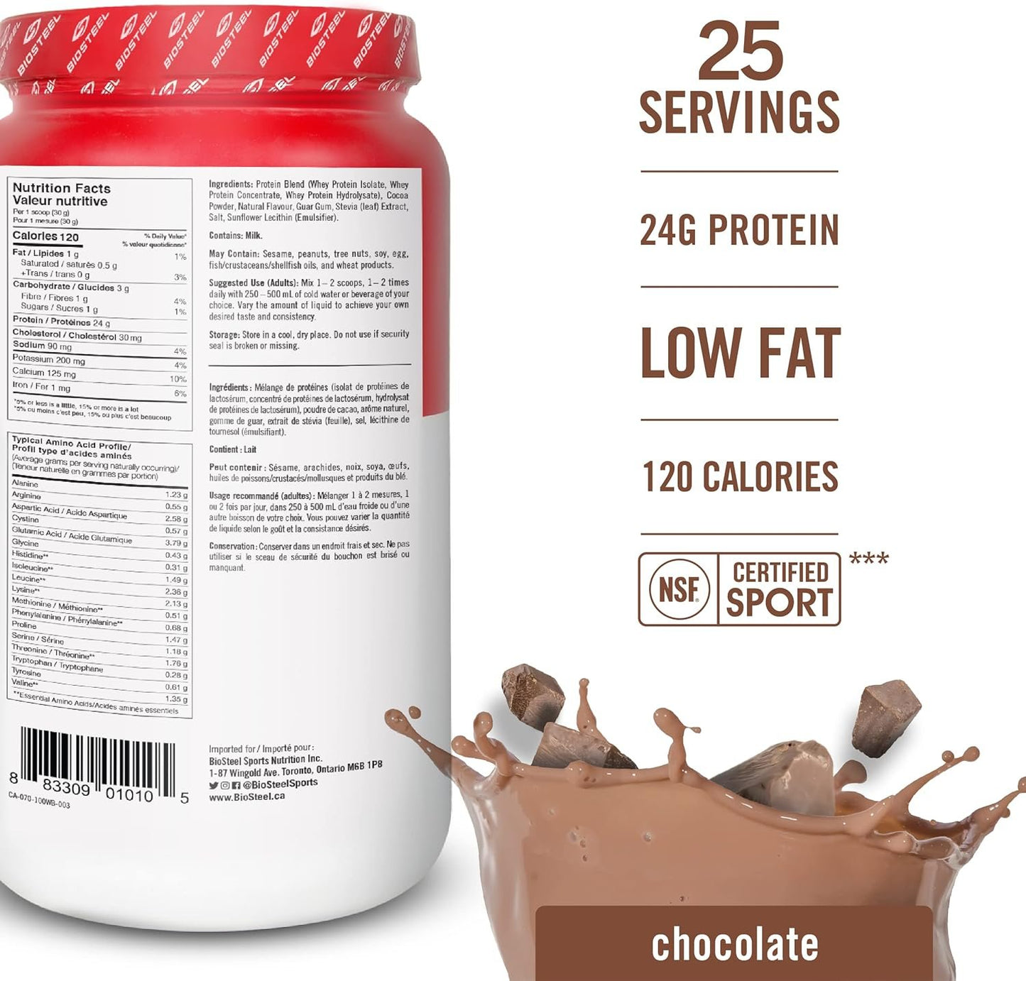 BioSteel 100% Whey Protein Powder & Hydration Mix, Great Tasting Hydration with Zero Sugar, and No Artificial Flavours or Preservatives, Pink Lemonade Flavour, 100 Servings per Tub