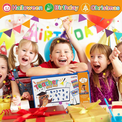 Alritz Pretend Play Teacher Set, Classroom Learning Education Includes Reusable White Board Bell Clock and More, Be Teacher Student, for Boys Girls 5 6 7 8 9 10 11 12 Years Old