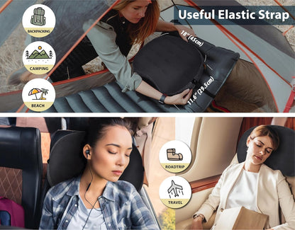TREKOLOGY ALUFT Plus Inflatable Camping Pillow - Compact, Lightweight Air Pillow for Sleeping, Backpacking, Travel, Outdoor, and Airplane Use - Portable Camping Pillow with Removable Cover