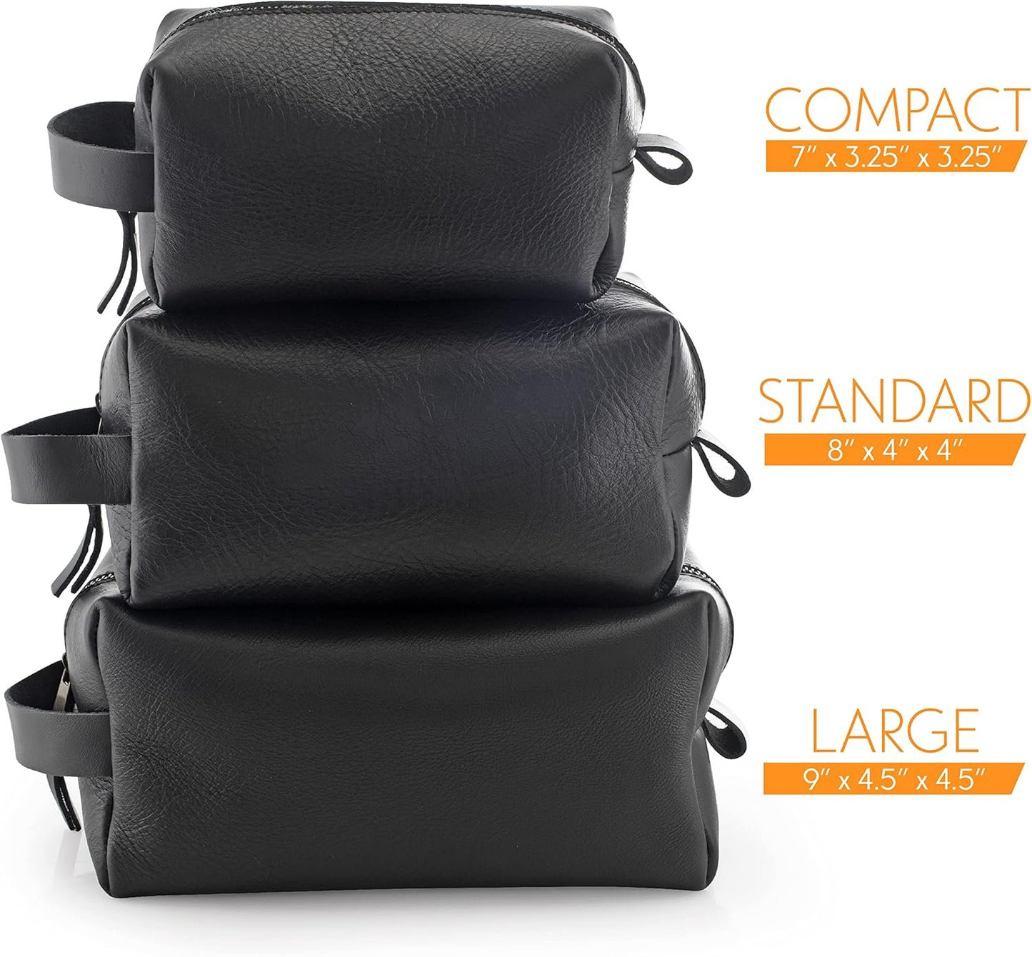 Lara Laser Works Toiletry Bag for Men, Genuine Leather Toiletry Bag w/Initials & Names, Black, Large