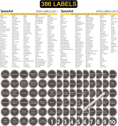 SpaceAid Spice Drawer Organizer with 28 Spice Jars, 386 Spice Labels, 4 Tier Seasoning Rack Tray Insert for Kitchen Drawers, 13" Wide x 17.5" Deep