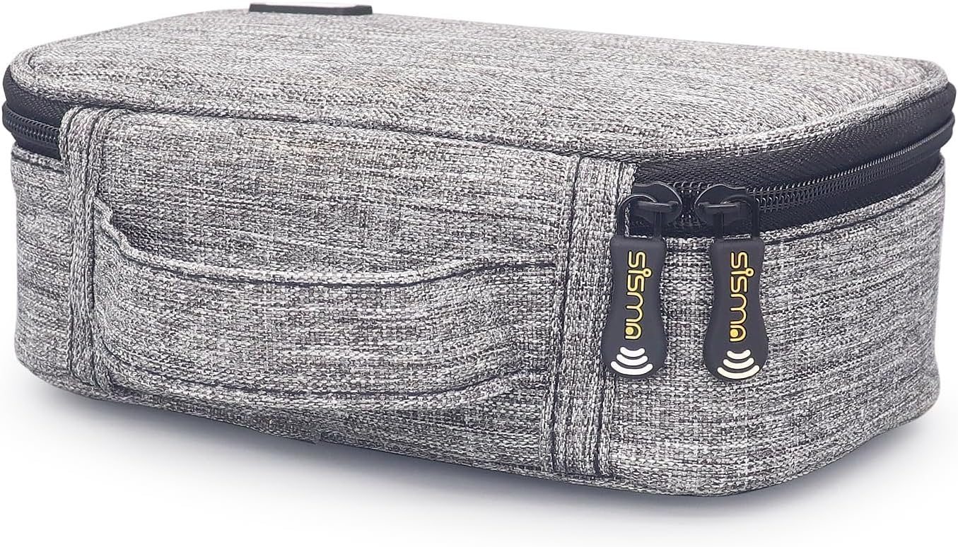 sisma Travel Electronics Organiser Carrying Case for Power Cords Power Bank Earbuds Hard Drives Memory Cards Laptop Adapter Mouse Small Tech Accessories -Grey 1680d Fabrics