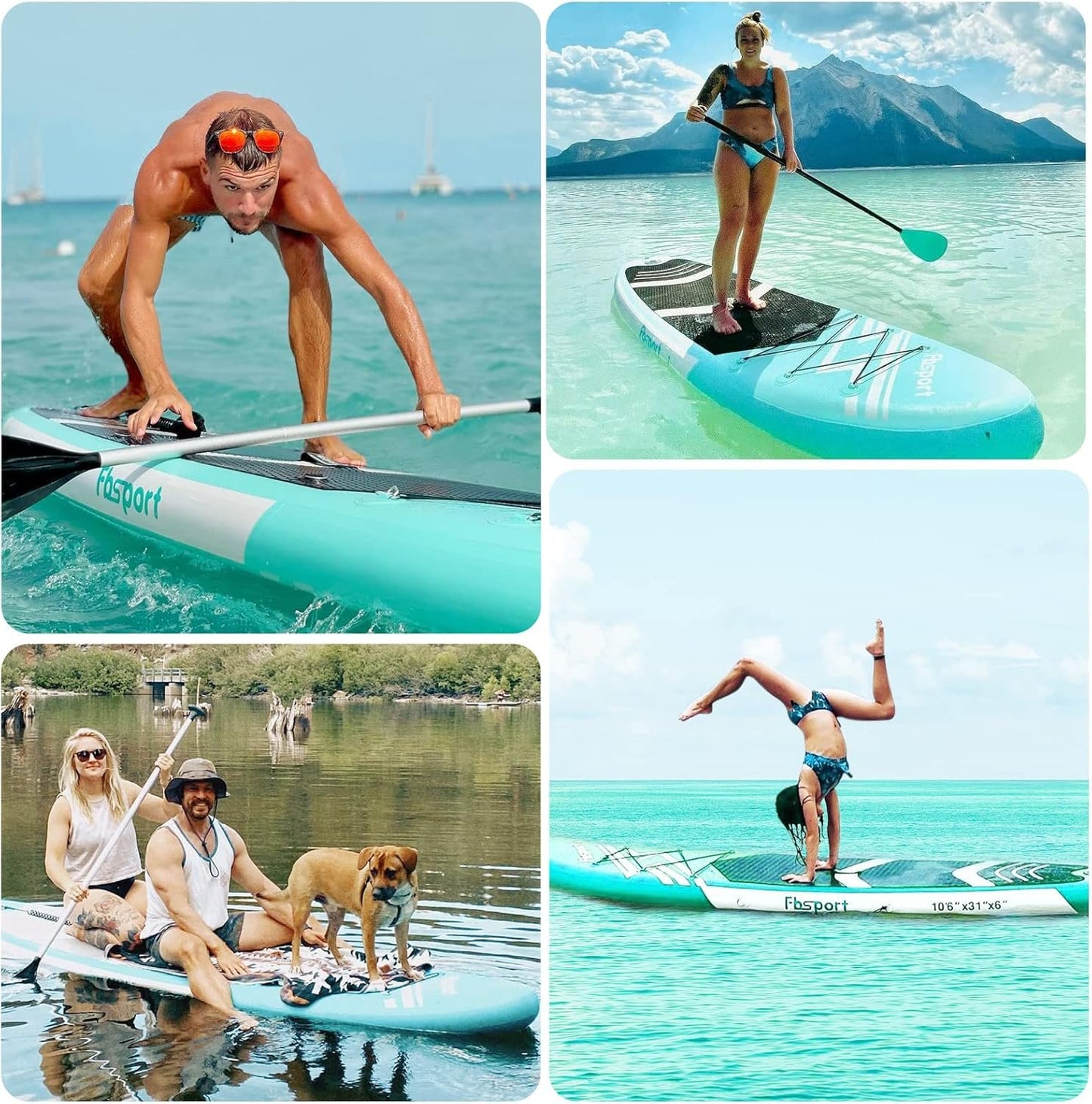 Premium Inflatable Stand Up Paddle Board Inflatable(6 inches Thick) with Durable SUP Accessories & Carry Bag | Wide Stance, Surf Control, Non-Slip Deck, Leash, Paddle and Pump for Youth & Adult