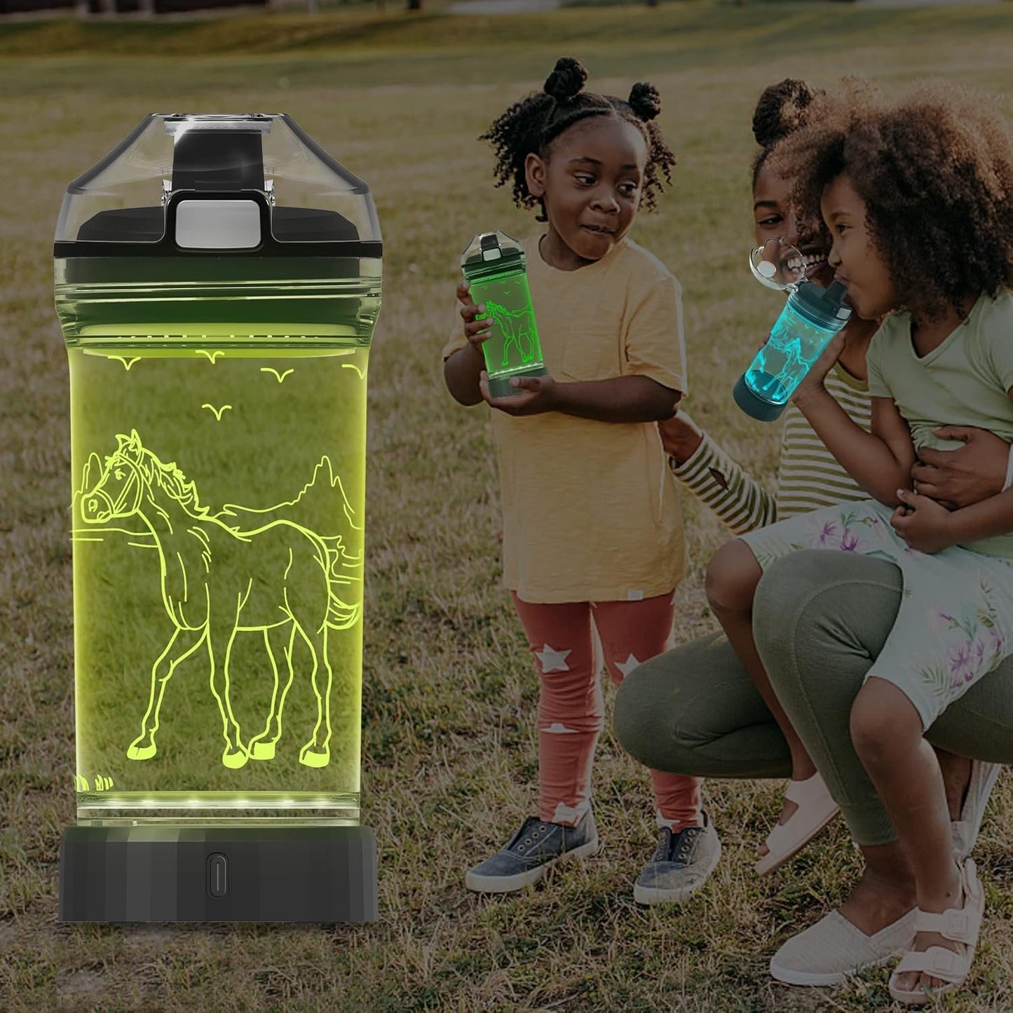 Horse Gifts, 3D LED Light up Horse Water Bottle, 14 OZ Tritan BPA Free Eco-Friendly - Cool Drinking Cups Gift for Women Girls