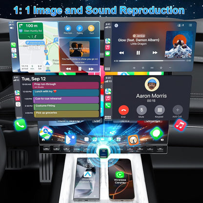 2 in 1 Wireless Carplay Adapter for iPhone, Android Auto Wireless Adpater, Plug & Play USB CarPlay Wireless Stick, Convert Wired Android Auto/Carplay to Wireless for Android 11+/iOS 10+ Phones