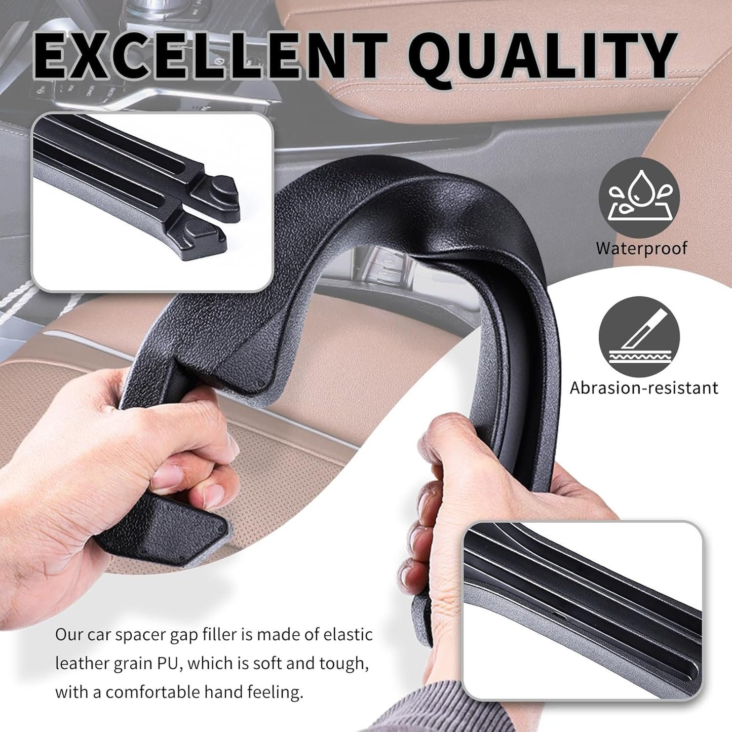 2PCS Upgrade Car Seat Gap Filler,Multi-Function Car Gap Filler with Car Organizer,Hook,Charging Hole,Universal Car Seat Gap Filler Organizer Car Interior Accessories for Most Vehicles