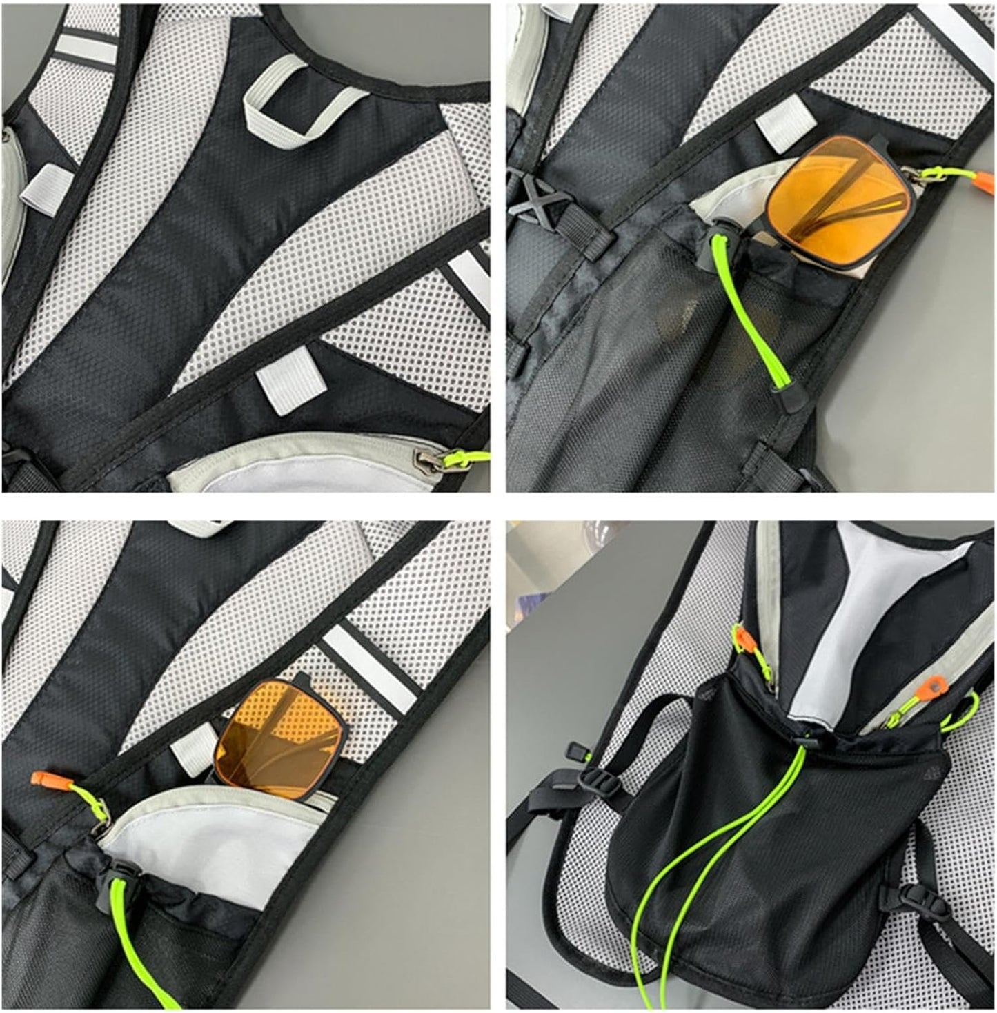 Running Hydration Vest, Portable Outdoors Kit, 11,81 x 18,5 in Reflective Design, Organizer Bag, Multiple Pockets Set per Trekking, Camping, Ciclismo, Mountain, Sport Activity