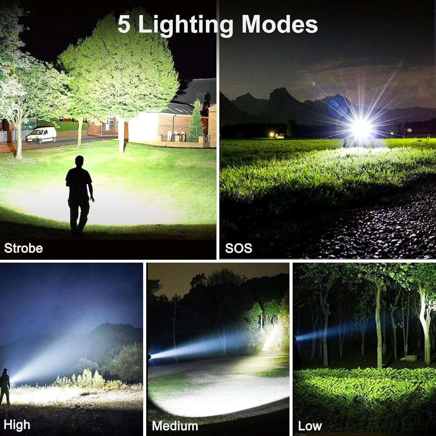 990000 High Lumens Rechargeable LED Flashlight, Tactical XHP70 Flashlights with Zoomable, 5 Modes, Military Grade Waterproof LED Flashlights for Camping, Hiking, Emergencies
