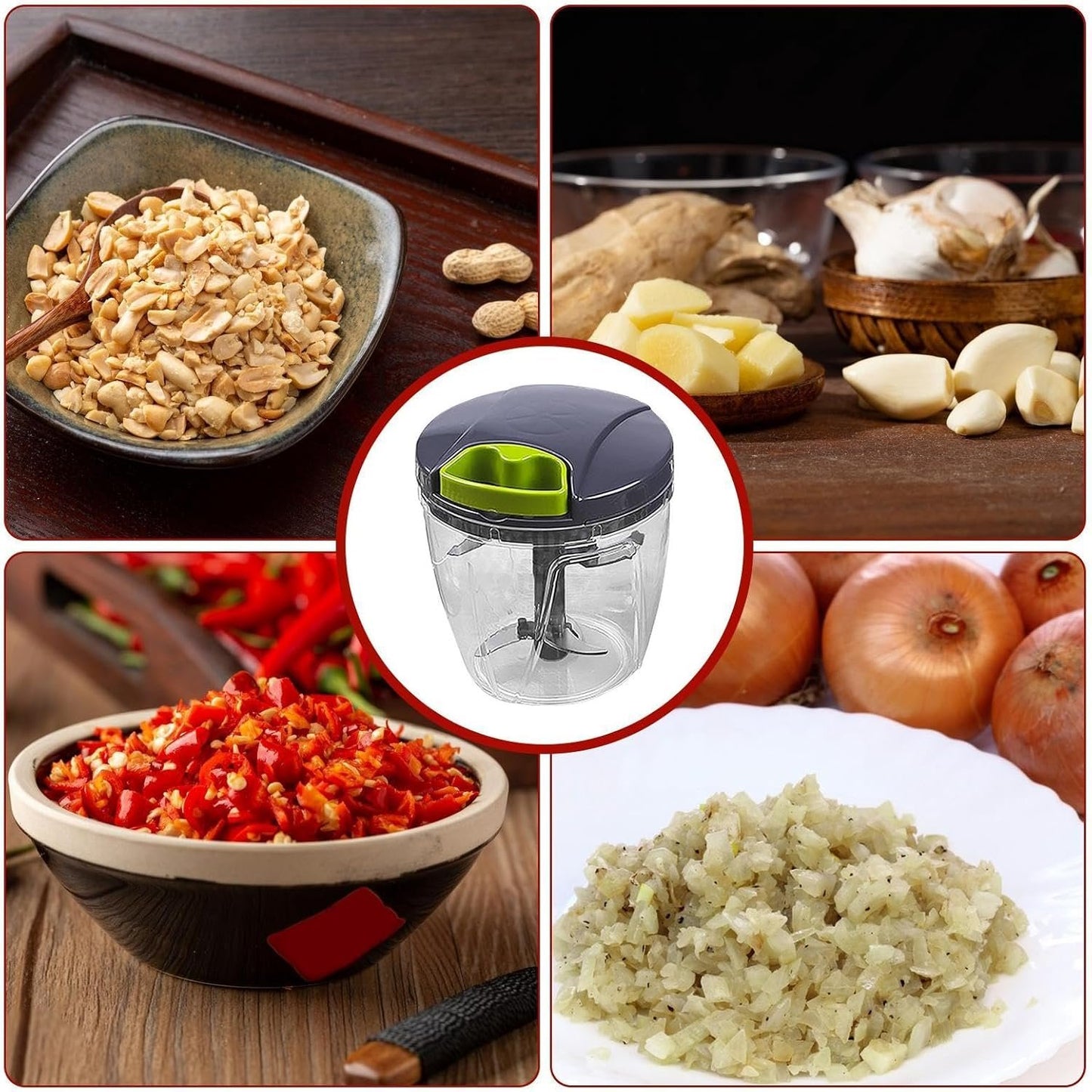 Vgvgaj Manual Onion Chopper | Hand String Garlic Grinder - Vegetable Blender Food Processor Quiet Efficient Kitchen Tool for Veggies Ginger Fruits Nuts