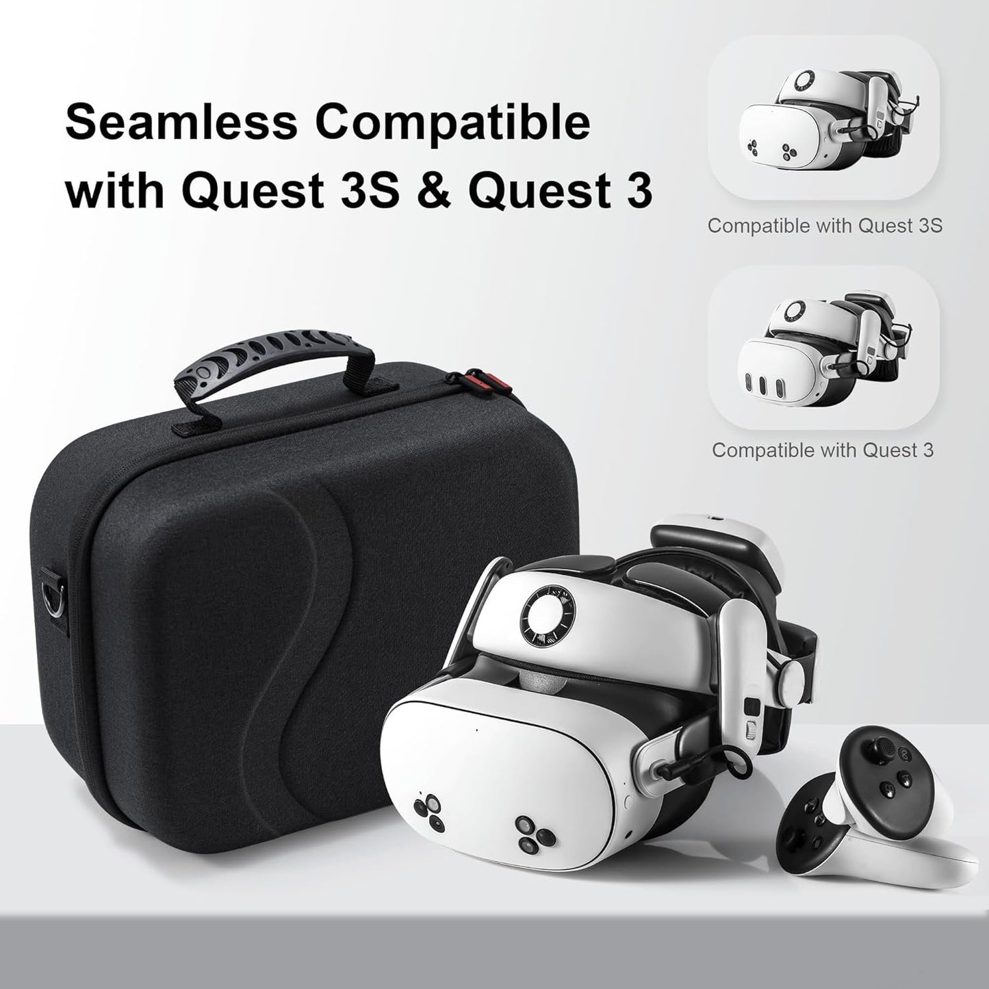 Large Carrying Case for Meta Quest 3S, Hard Travel Case for BOBOVR S3 Pro/Kiwi Design Battery Head Strap, Controllers and Other Accessories, Portable Travel Bag for Oculus Quest 3S/Quest 3, Black