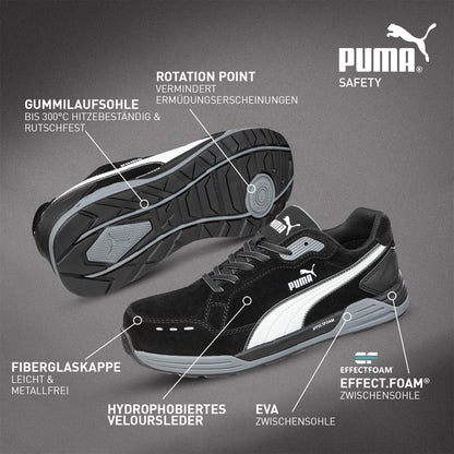 PUMA Safety Frontside Low S1P ESD HRO SRC Safety Shoes, Fiberglass Hood, Anti-Slip, Heat Resistant, Metal-Free, Mens