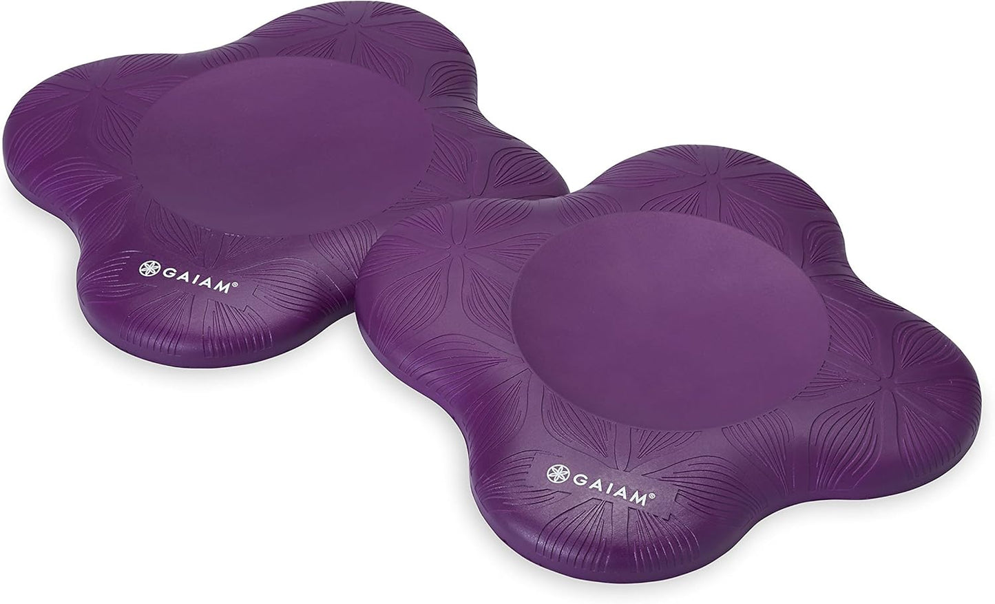 Gaiam Yoga Knee Pads (Set of 2) - Yoga Props and Accessories for Women/Men Cushions Knees and Elbows for Fitness, Travel, Meditation, Kneeling, Balance, Floor, Pilates Purple