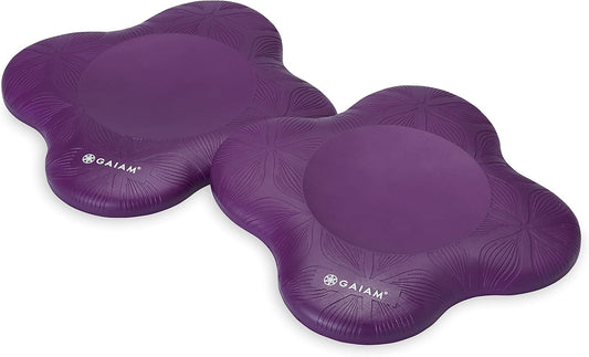 Gaiam Yoga Knee Pads (Set of 2) - Yoga Props and Accessories for Women/Men Cushions Knees and Elbows for Fitness, Travel, Meditation, Kneeling, Balance, Floor, Pilates Purple
