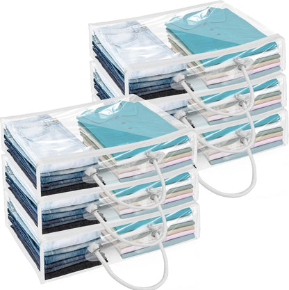 Abizarch 6 Pack Large Clear Clothes Storage Bag,Travel Packing Cube, Zippered Storage Bags,PVC See Through Moving Bag with Handle for Blankets Bed Sheet Clothes 15.7x11.8x3.9 Inch