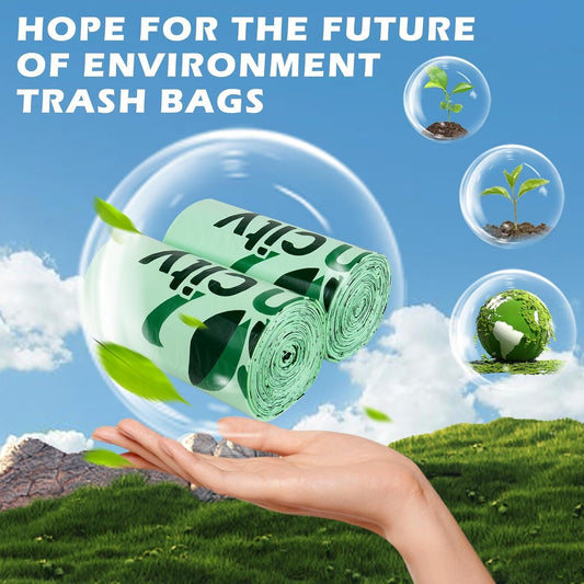 LUXAVILLE 13 Gallon/50 Liters Box of 60 Green Compostable Trash Bags - 30 Microns Medium Kitchen Garbage Bin Liners for Food Waste, Home & Office