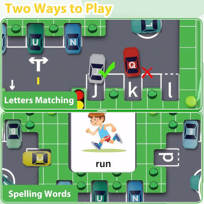 COOWIN Montessori Magnetic Car Alphabet Parking Maze Board Learning Toy for Kids Toddlers