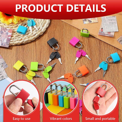 Luggage Padlocks, 8 Pairs Metal Suitcase Locks with Keys, Multicolor Mini Keyed Padlock for Luggage, Suitcase, Backpack, Laptop Bag, Gym Locker, Filing Cabinets, Toolbox (8 Colors)