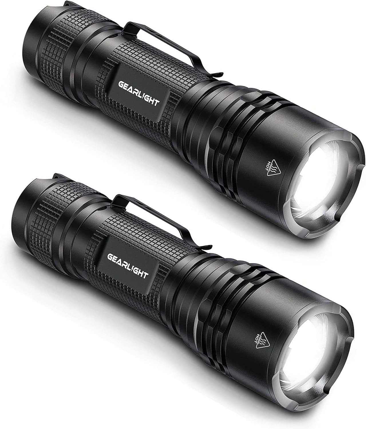 GearLight LED Tactical Flashlights - Pack of 2 - Bright, Zoomable, Handheld Flashlight Set with High Lumens for Camping, Outdoor & Emergency Use