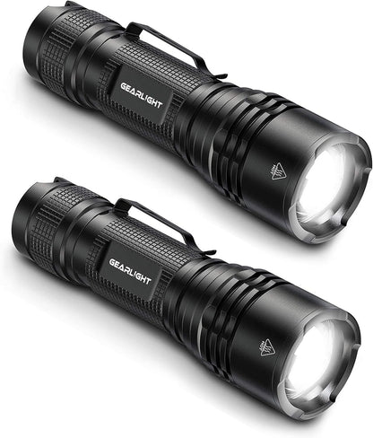 GearLight LED Tactical Flashlights - Pack of 2 - Bright, Zoomable, Handheld Flashlight Set with High Lumens for Camping, Outdoor & Emergency Use