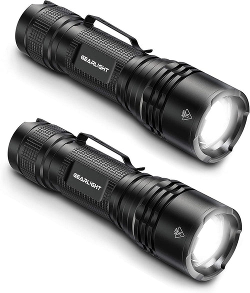 GearLight LED Tactical Flashlights - Pack of 2 - Bright, Zoomable, Handheld Flashlight Set with High Lumens for Camping, Outdoor & Emergency Use