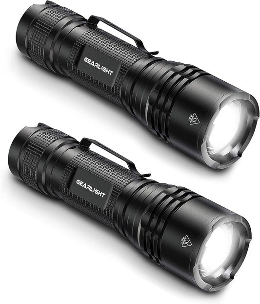 GearLight LED Tactical Flashlights - Pack of 2 - Bright, Zoomable, Handheld Flashlight Set with High Lumens for Camping, Outdoor & Emergency Use