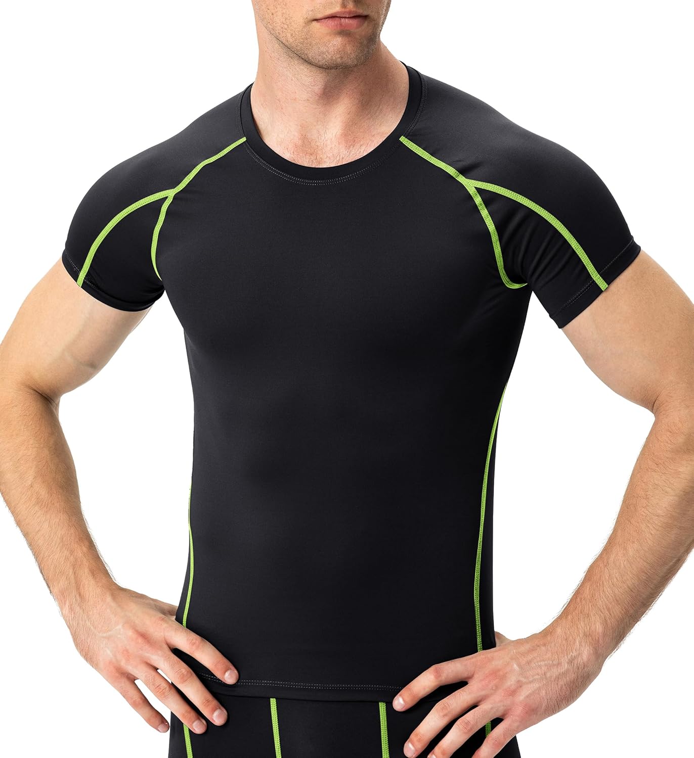 Queerier Mens Compression Baselayer Short Sleeve T Shirts Workout Under Sport Shirt Cool Dry Outdoor Training Tops