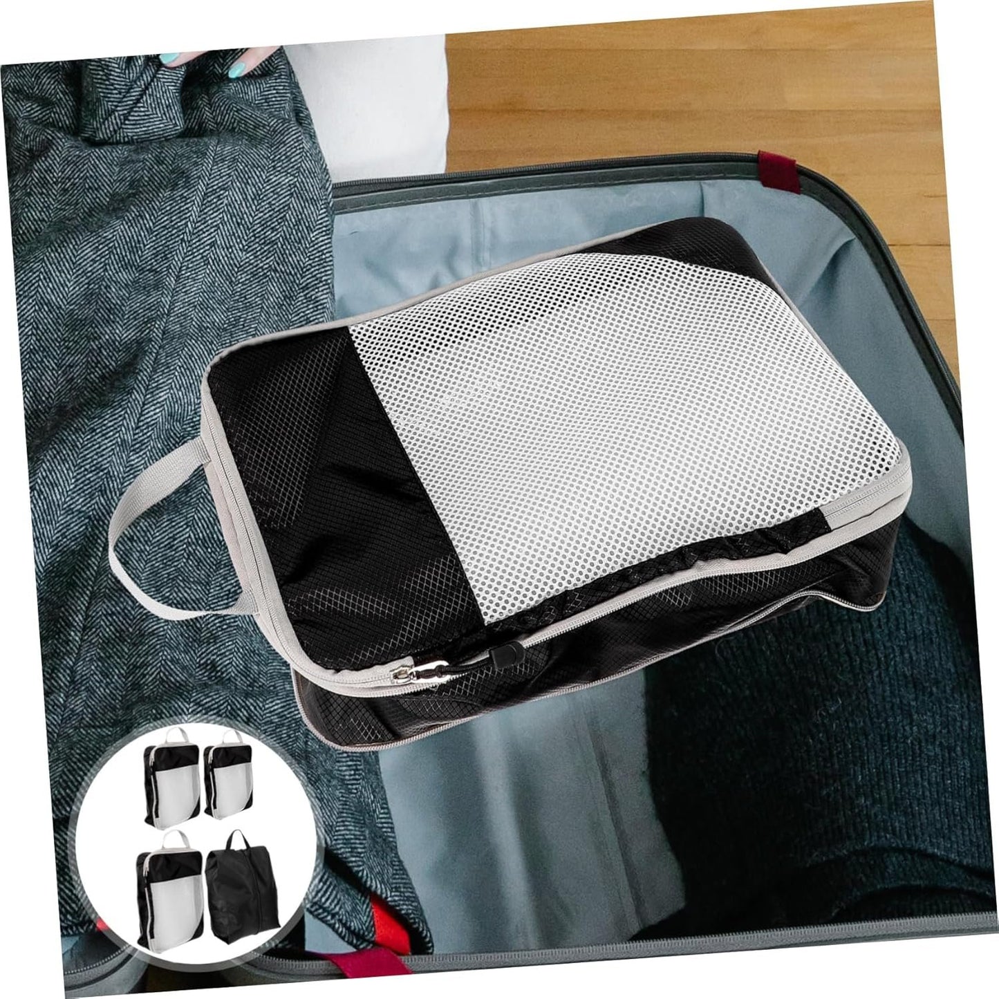 BESPORTBLE 4pcs Travel Storage Bag Expandable Compression Packing Cubes with Handles for Clothes Organization