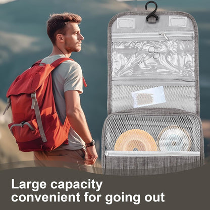 HDBHBH Travel Wash Bag - Large Travel Toiletries Organizer with Multiple Compartments,Suitable for Men & Women, Lightweight Dopp Kit for Camping, Business Travel, Makeup Accessories (Gray)