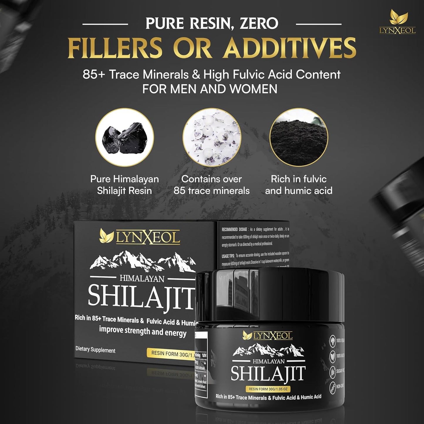 Himalayan Shilajit Resin 30g - Pure Organic Shilajit for Men & Women, Lab Tested, Rich in 85+ Trace Minerals - Fulvic & Humic Acid, Natural Energy & Muscle Support, Vitality & Wellness Supplement