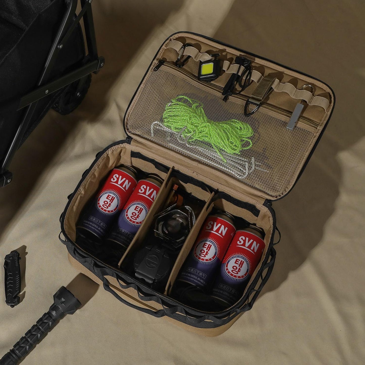 SEPWIK Tactical Camping Storage Bag Outdoor Utility Tote Bag Cookware Carry Bag Multifunctional Tool Storage Bag Trunk Organizer for Travel, Hiking, Picnic, Trekking, RV