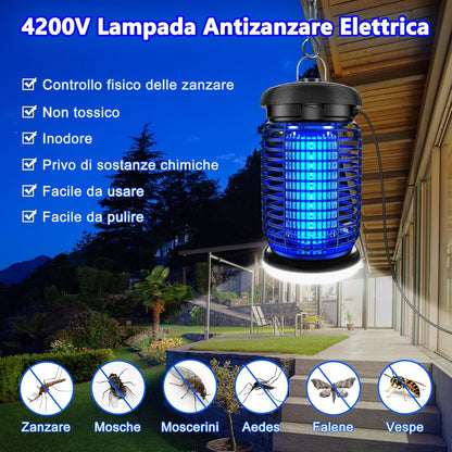 seenlast Electric Mosquito Killer Lamp, 15 W 4200 V UV Electric Mosquito Net with LED Light, IPX4 Waterproof, Non-Toxic and Ecological Mosquito Trap for Indoor Outdoor Garden (3 m Cable)