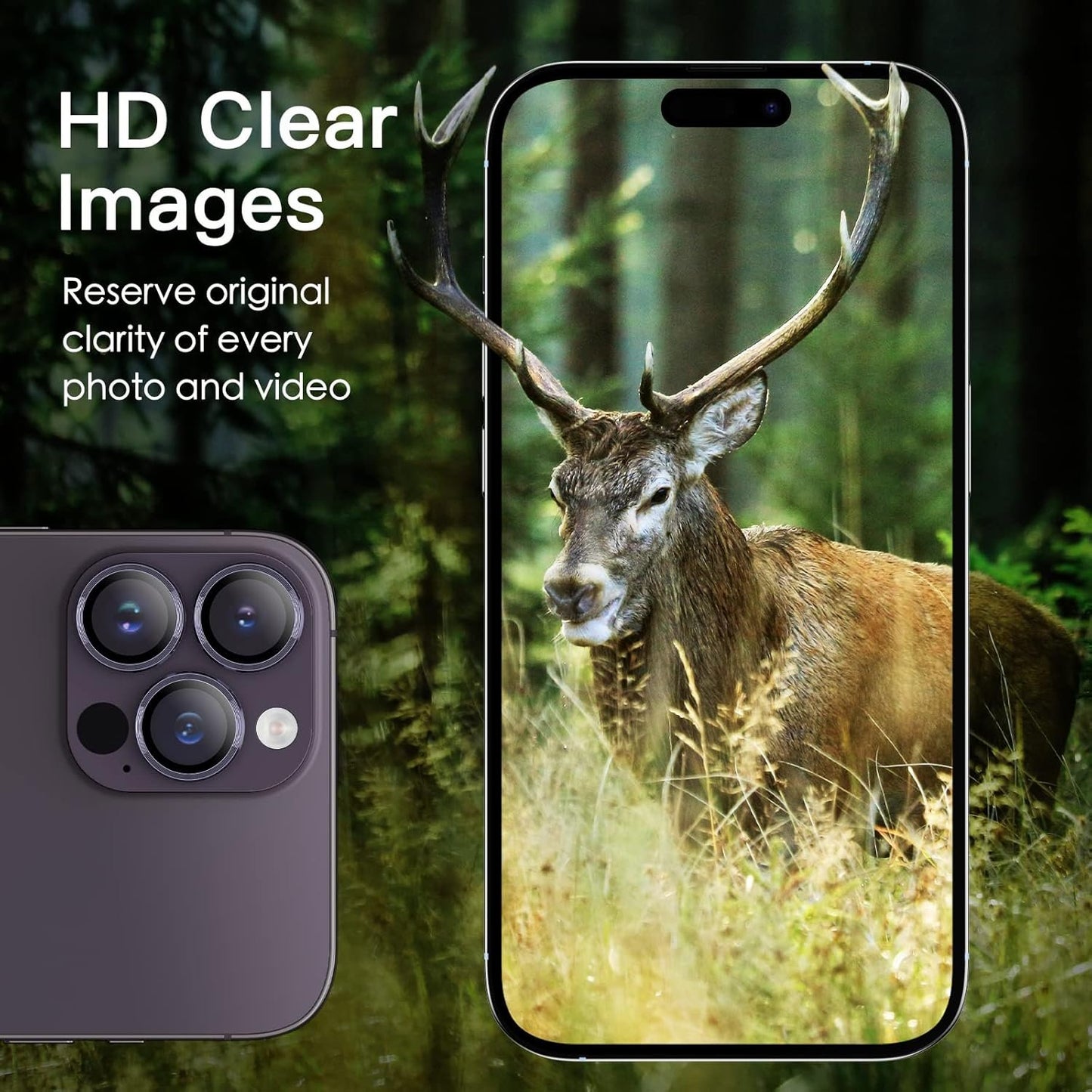 JETech Camera Lens Protector for iPhone 14 Pro 6.1-Inch and iPhone 14 Pro Max 6.7-Inch, 9H Tempered Glass Metal Individual Ring Cover, HD Clear, 1 Set (Deep Purple)