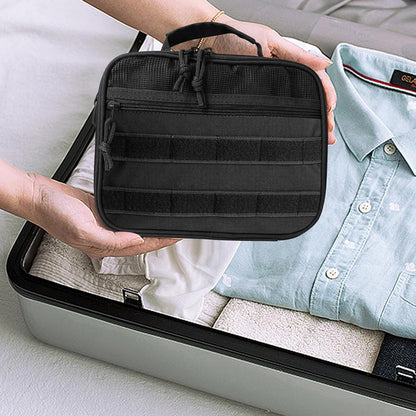 SMONT Mens Toiletry Travel Bag With Double Side full Open Design Travel Toiletry Organizer Dopp Kit Shaving Hygiene Bag Bathroom Hanging Toiletry Bag for Short Trips Tactical Toiletry Bag, Black