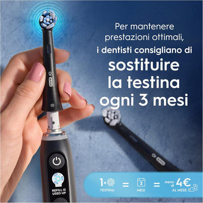 Oral-B iO Ultimate Clean Electric Toothbrush Heads, Pack of 8 Black Replacement Heads, Removes 100% of Plate, Designed for Your Oral-B IO, Fits the Letterhole