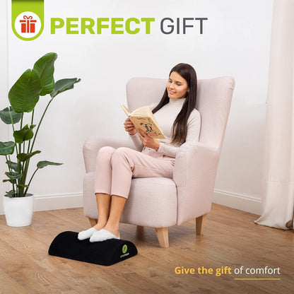 ErgoFoam Ergonomic Foot Rest Under Desk | Premium Velvet Soft Foam Footrest for Desk | Most Comfortable Desk Foot Rest in The World for Lumbar, Back, Knee Pain | Foot Stool Rocker (Black)