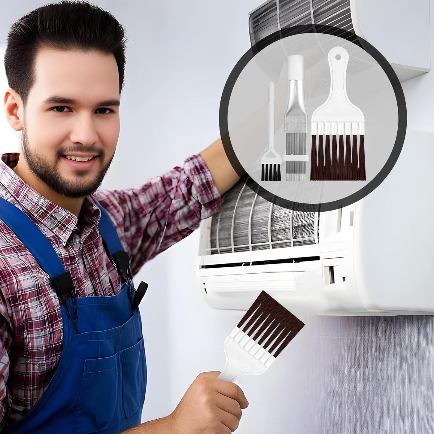 Cleaning Brush Set, Stainless Steel Coil Cleaner for Car, RV, Refrigerator, Duct, Vent, and Appliance Maintenance, Essential for Coil Repair and Efficiency