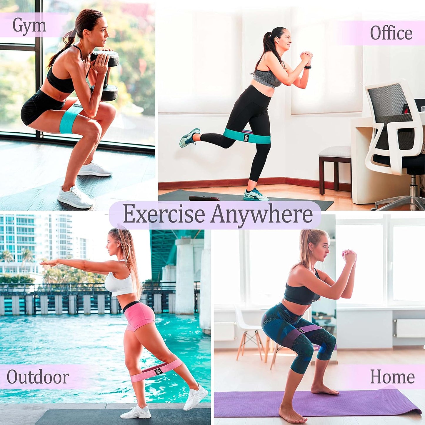 TROTH Resistance Bands Set - Resistance Band Women, Booty Exercise Band, Resistance Bands Set Men, Home Gym Strength Training Equipment, Fitness Accessories for Pilates, Squat, Yoga & Pull Up Workout