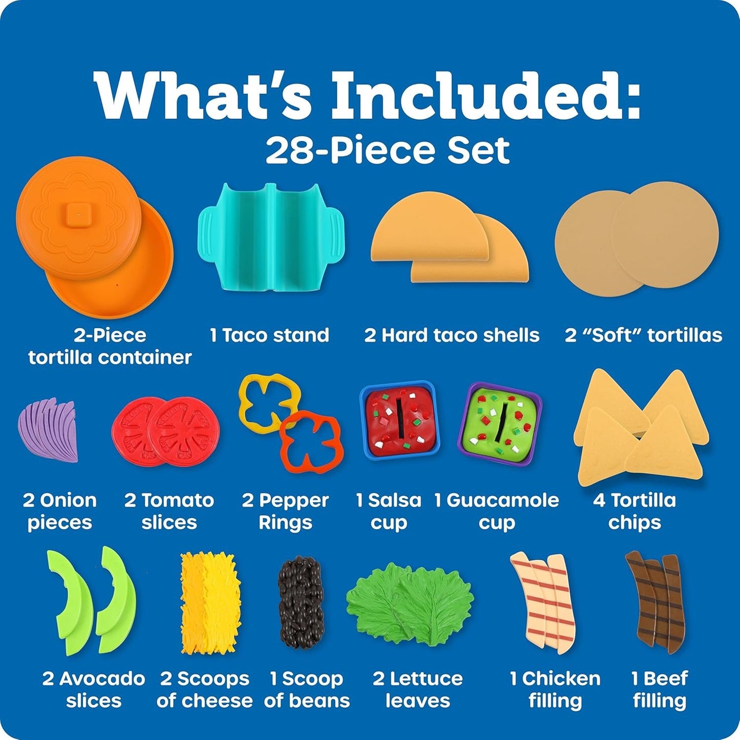 Learning Resources New Sprouts Taco Night!, 28 Pieces, Ages 18 Months+, Play Food for Kids Kicthens, Grocery Store Pretend Play, Play Kitchen Accessories