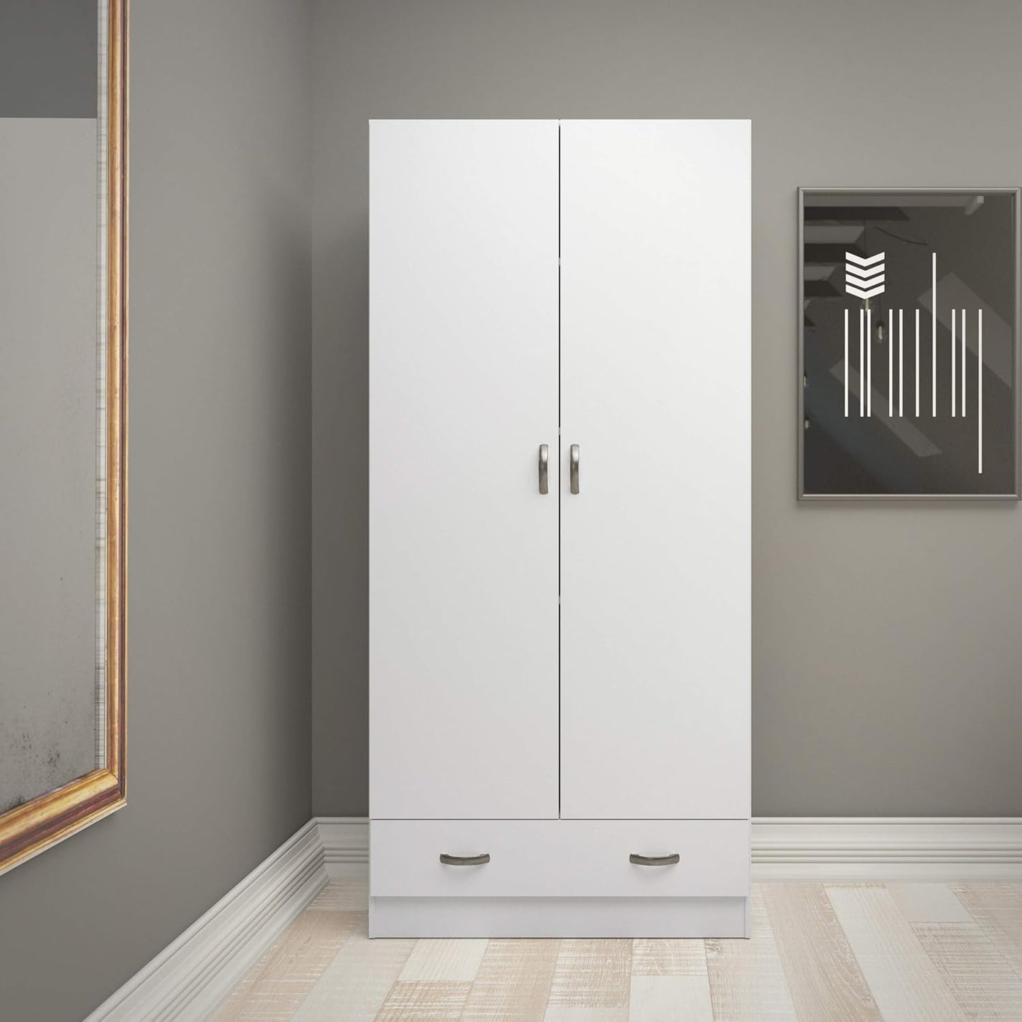Dmora - Wardrobe 2 Doors Audette, Bedroom Furniture, Walk-in Closet, Clothes Wardrobe, 79 x 36 H 170 cm, White