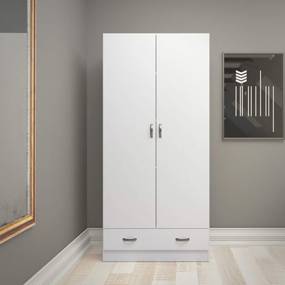 Dmora - Wardrobe 2 Doors Audette, Bedroom Furniture, Walk-in Closet, Clothes Wardrobe, 79 x 36 H 170 cm, White