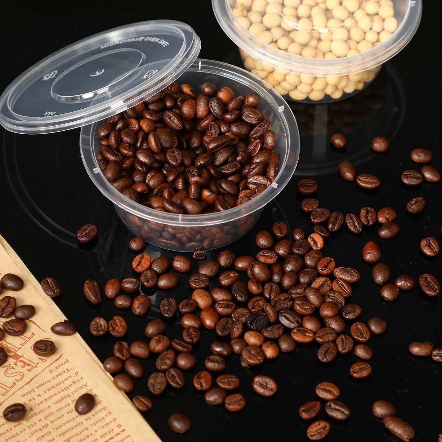 Augshy 40 Pack Small Slime Containers with Lids, Jello Shot Cups Condiment Containers Plastic Portion Cups with Lids for Sauce Salad Dressing Food Storage Containers(6 oz)