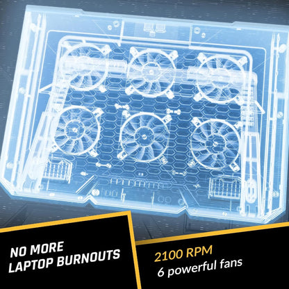 KLIM Glacier RGB Laptop Cooling Pad - 6 Fans Gaming Cooler - Stable Stand With Fan - Compatible up to 17" - 5 Year Warranty - PC Mac PS5 PS4 Xbox One