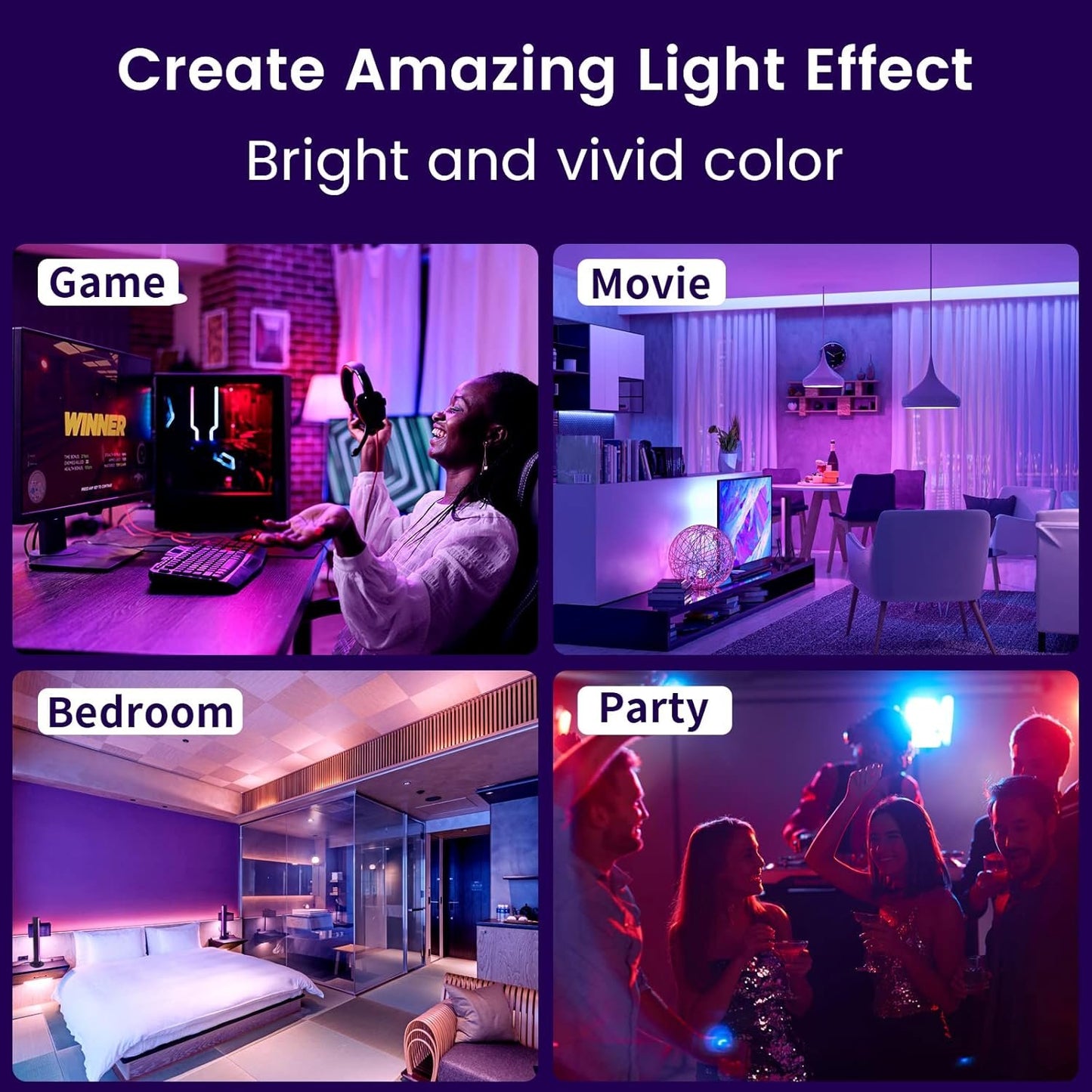 Bonlux Smart LED Light Bar, RGB Bar Lamp USB Ambiance Gaming Lights with Multiple Lighting Effects and Music Modes for Room, PC, PC Accessories, Desk Mood App Control